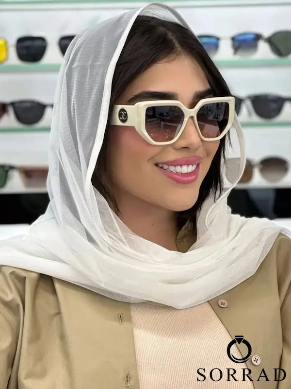 عینک زنانه شنل / فریم کائوچو و چرم عدسی پلی کربنات