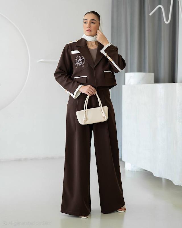 ست کت و شلوار تک جیب گلدوزی