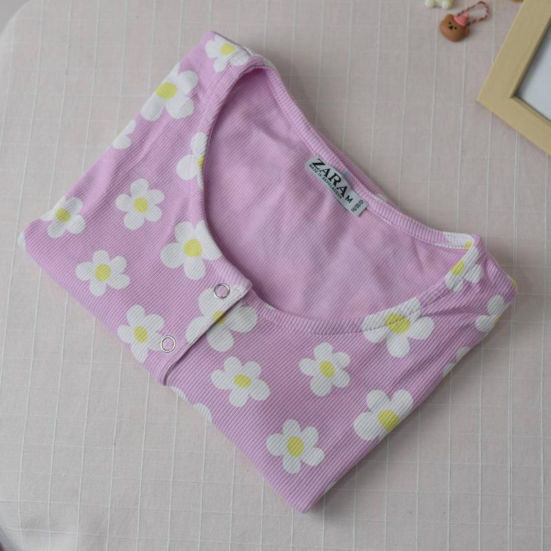 کراپ کبریتی طرح‌دار یقه سه دکمه / کد 210106