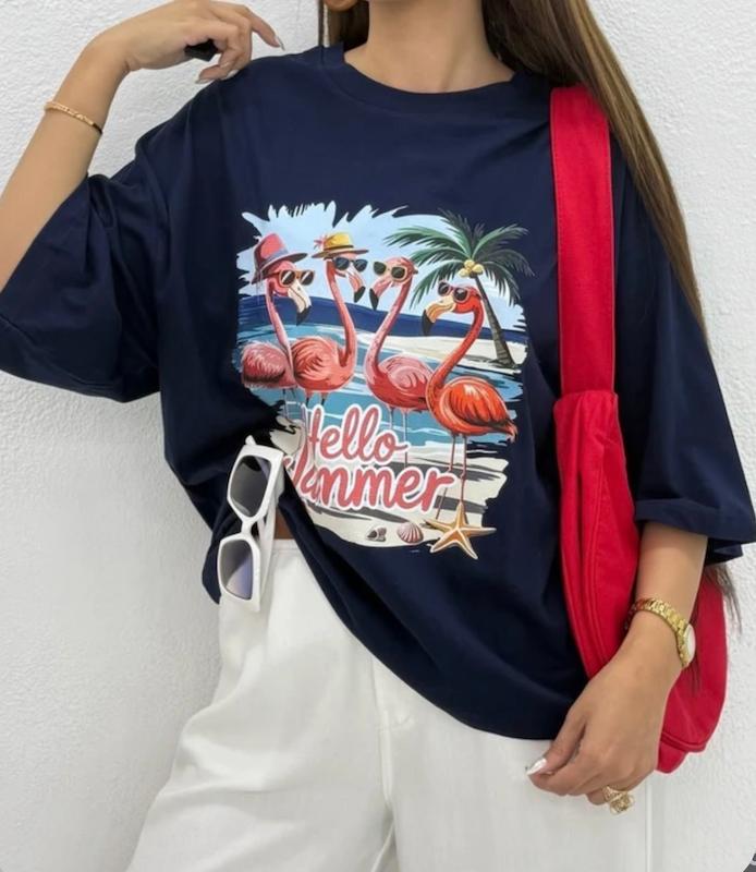 تیشرت باکسی طرح Hello summer