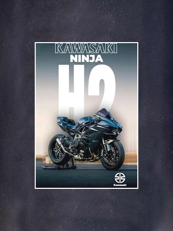 مجموعه پوستر موتور طرح Kawasaki NINJA H2
