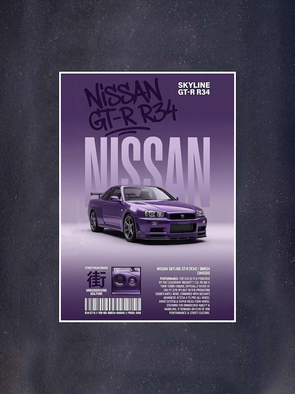 مجموعه پوستر ماشین طرح Nissan GTR R34