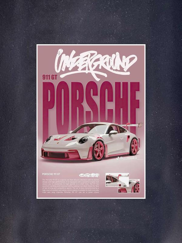 پوستر ماشین طرح Porsche 911GT