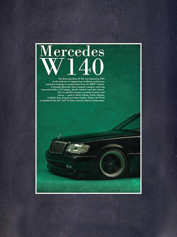 پوستر ماشین طرح Mercedes W140 