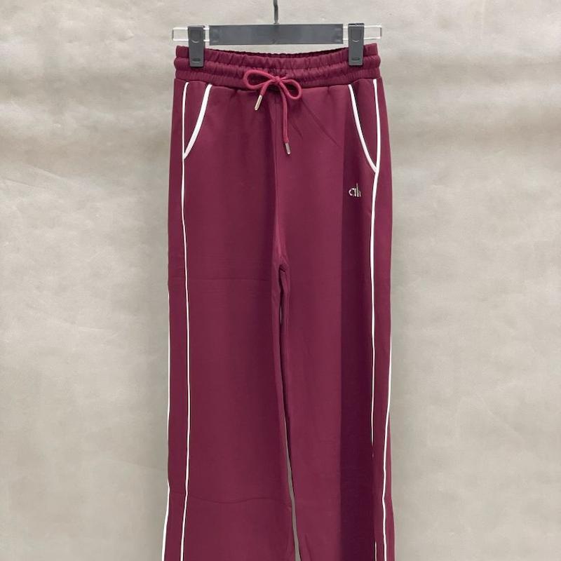 شلوار بگ الو یوگا بغل نوار دار ترکیه - رنگ زرشکی کد 2349