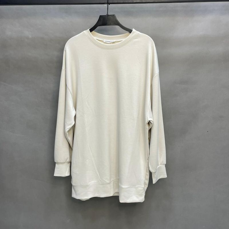 بلوز زنانه اویشو قواره آزاد و قد بلند - رنگ کرمی- ترکیه