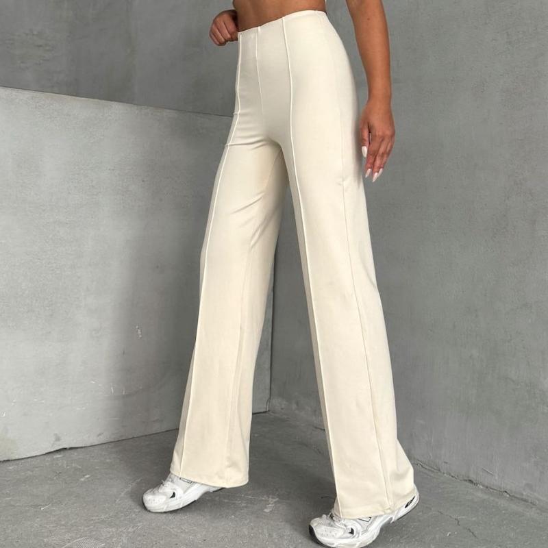 شلوار راسته زنانه لیدی هورم جلو دوخت دار _ رنگ کرمی _ کد 2672