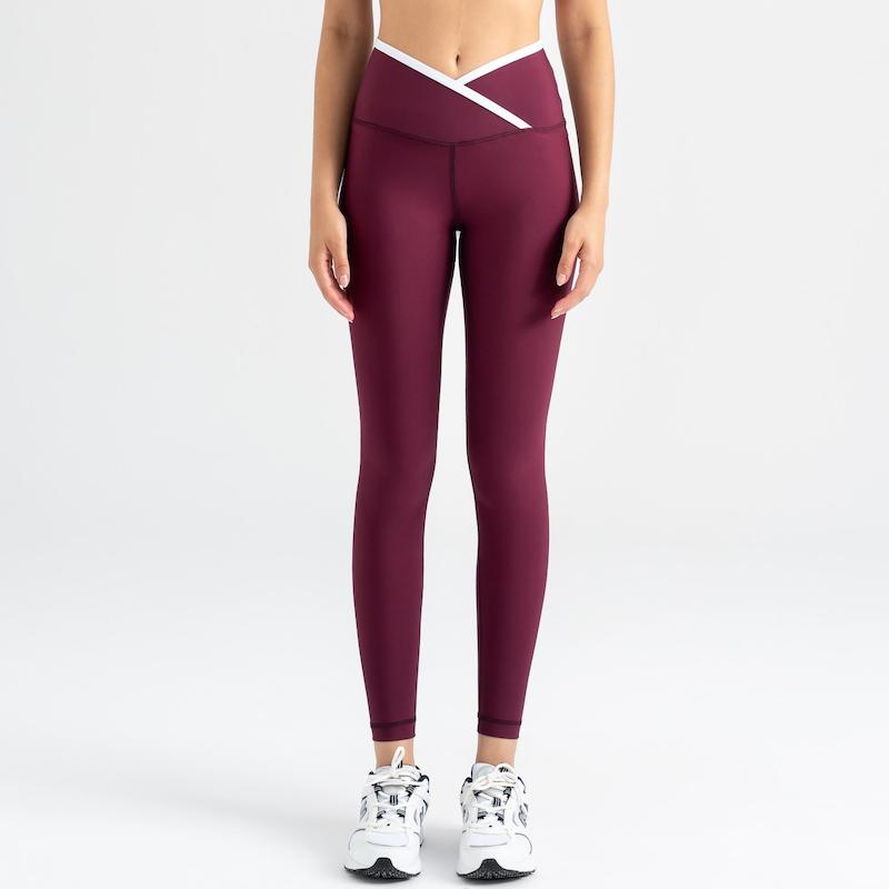 لگ ورزشی کمر گنی لیسمینا مدل kontrast بادمجانی نوار سفید _ کد 551