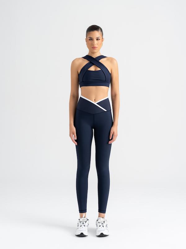 لگ ورزشی کمر گنی لیسمینا مدل  kontrast سورمه ای نوار سفید _ کد 552