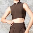 کراپ ورزشی زیپدار لیسمینا - مدل Sculpt Line - رنگ قهوه ای کد 541
