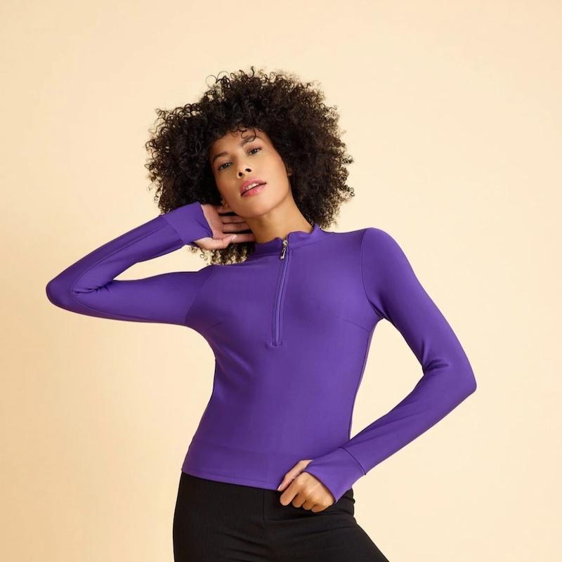 بلوز ورزشی آستین فینگردار لیسمینا - رنگ بنفش کد 153