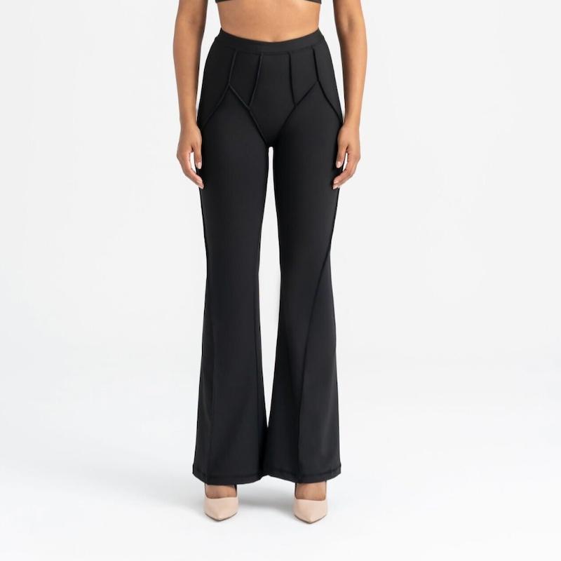 لگ ورزشی کمر گنی مدل دمپا گشاد لیسمینا سری Sculpt Line دوخت برعکس _ رنگ مشکی کد 1265