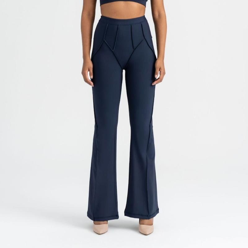 لگ ورزشی کمر گنی مدل دمپا گشاد لیسمینا سری Sculpt Line دوخت برعکس _ رنگ سرمه ای کد 1267