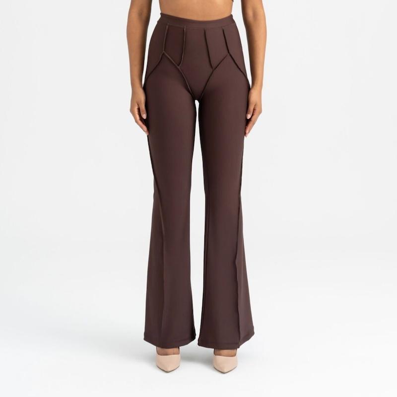 لگ ورزشی کمر گنی مدل دمپا گشاد لیسمینا سری Sculpt Line دوخت برعکس _ رنگ قهوه ای کد 1269