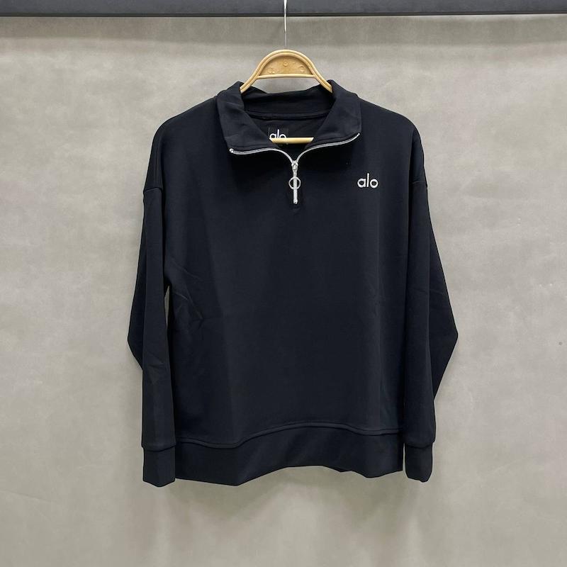 بلوز نیم زیپ زنانه الو یوگا آستین بلند و قواره آزاد - رنگ مشکی - کد 21