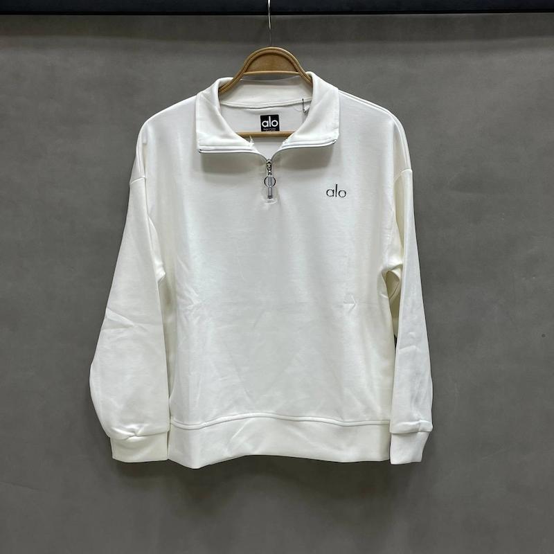 بلوز نیم زیپ زنانه الو یوگا آستین بلند و قواره آزاد - رنگ سفید - کد 21