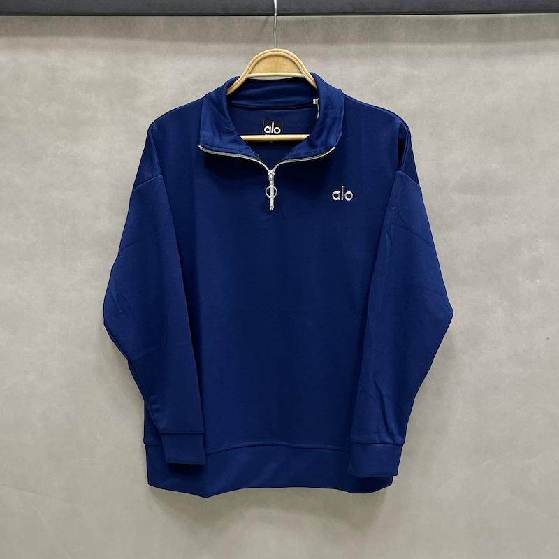 بلوز نیم زیپ زنانه الو یوگا آستین بلند و قواره آزاد - رنگ سرمه ای - کد 21