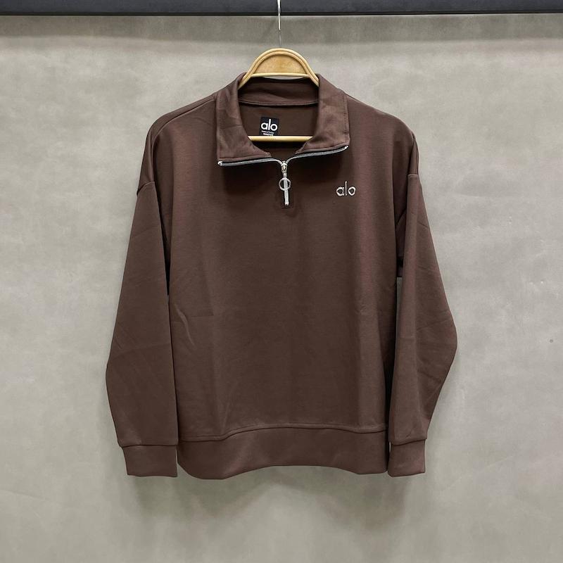 بلوز نیم زیپ زنانه الو یوگا آستین بلند و قواره آزاد - رنگ قهوه ای - کد 21