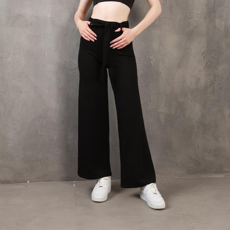 شلوار بگ زنانه کمربند دار لیدی هورم ترکیه _ رنگ مشکی _ کد 2560