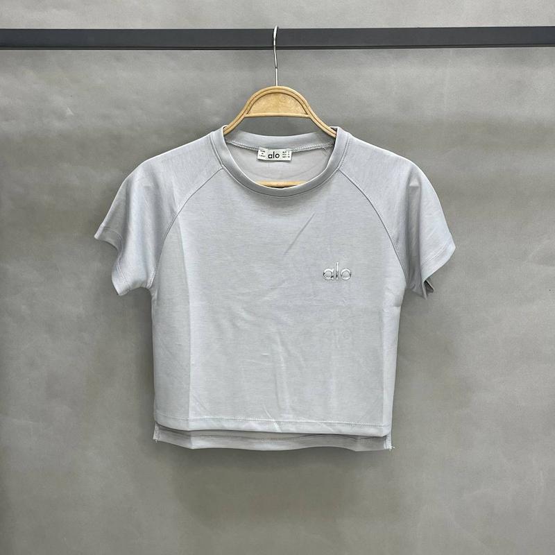 کراپ یقه گرد الو یوگا ALO YOGA ترکیه - رنگ طوسی - کد 2001