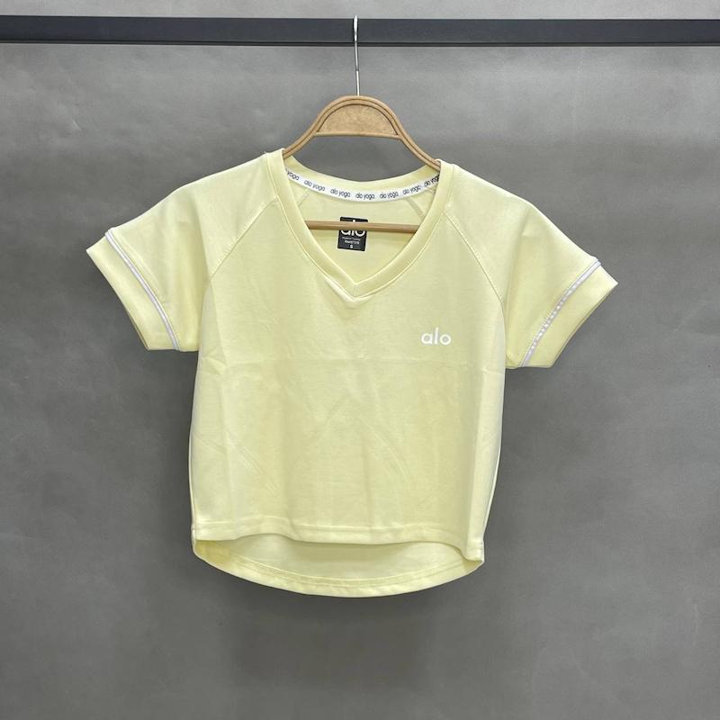 کراپ یقه هفت الو یوگا ALO YOGA ترکیه - رنگ زرد لیمویی - کد 2001
