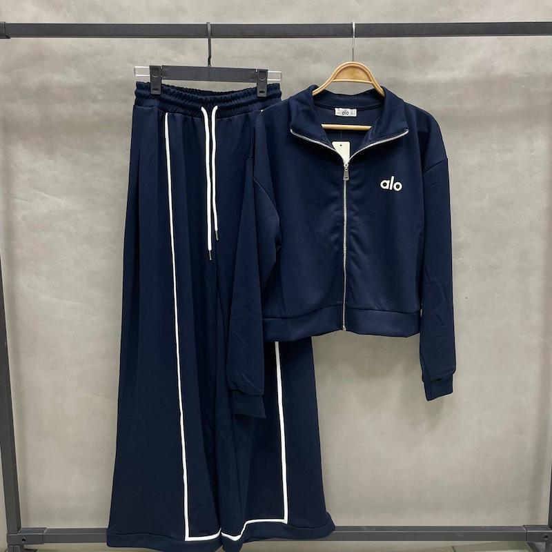 ست سویشرت و شلوار زنانه الو یوگا ترک نوار دار - رنگ سرمه ای - کد 6237