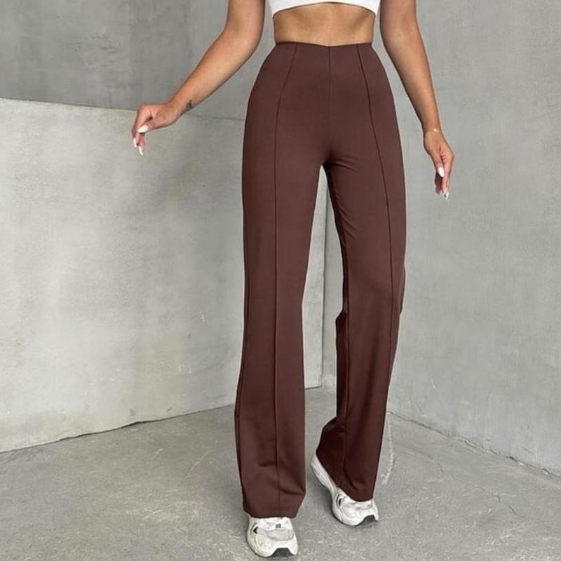 شلوار راسته زنانه لیدی هورم جلو دوخت دار _ رنگ قهوه ای _ کد 2672