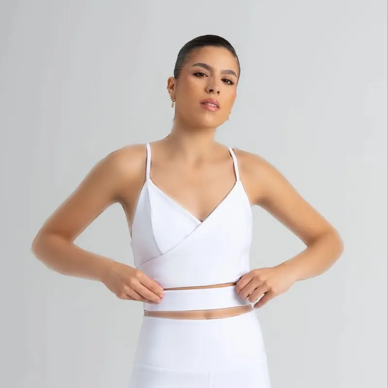 نیم تنه ورزشی بدون کاپ لیسمینا - مدل Knot رنگ سفید - کد 529