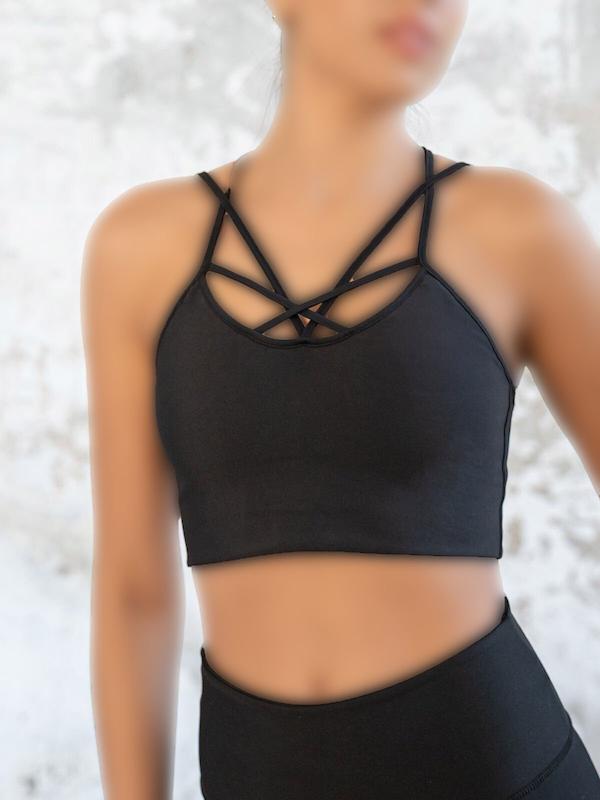 کراپ ( نیم تنه ) بدون کاپ ورزشی مشکی لیسمینا -کد 113