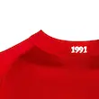 تیشرت آستین بلند یقه اسکی ورزشی مردانه نوزده نود ویک مدل TS1913 قرمز رگلان انگشتی 1991sw یقه استاده