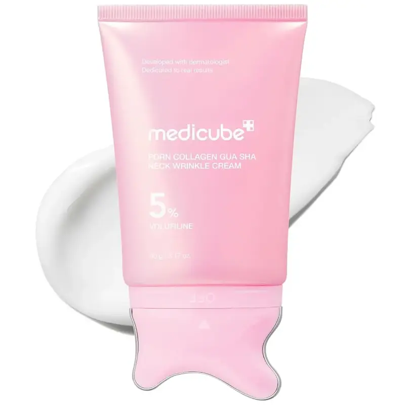 کرم گواشا مدیکوب ولوفیلین فرم دهی و لیفت و جوانساز گردن medicube PDRN Collagen Gua Sha Neck Wrinkle Cream