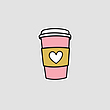 استیکر قهوه و قلب I Love Coffee