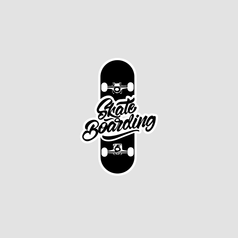 استیکر اسکیت بورد سیاه سفید Skateboarding