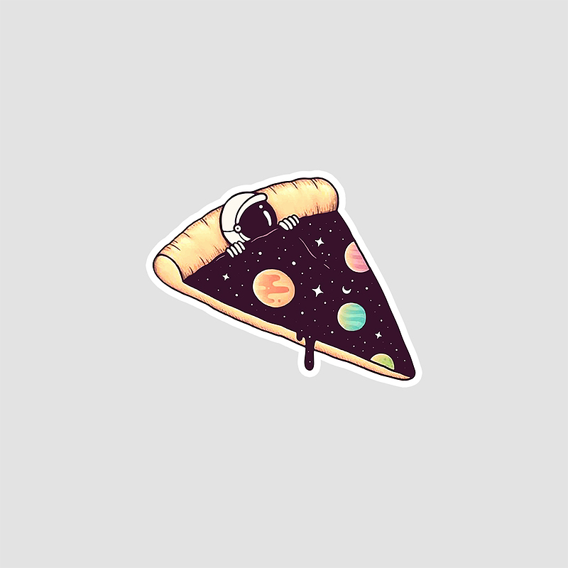 استیکر آدم فضایی و پیتزا Astronaut and Pizza