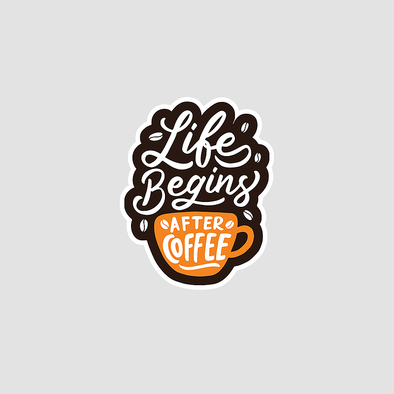 استیکر زندگی بعد از قهوه Life Begins After Coffee