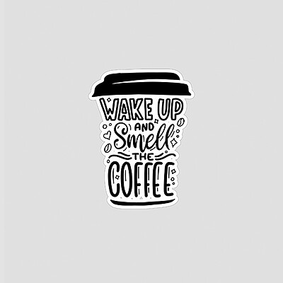 استیکر لپتاپ پاشو قهوه بزن wake up and smell the coffee