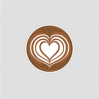 استیکر لته آرت latte art طرح قلب heart