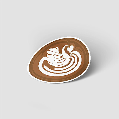 استیکر لته آرت latte art طرح قو swan