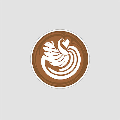 استیکر لته آرت latte art طرح قو swan