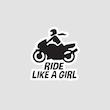 استیکر Ride Like a Girl طرح موتورسواری