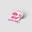 موکاپ استیکر Moto Girl صورتی طرح دختر موتور سوار