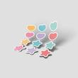 پک میکرو استیکر قلب و ستاره فانتزی با طرح‌های کوچک یک سانتی‌متری و رنگ‌های پاستلی
