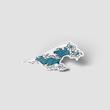 موکاپ استیکر طرح موج آبی