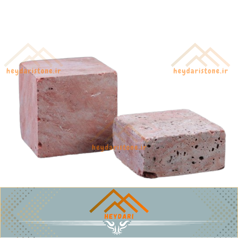 کوبیک تراورتن قرمز  6 وجه برش