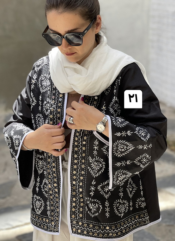 مانتو ابریشم آینه دوزی