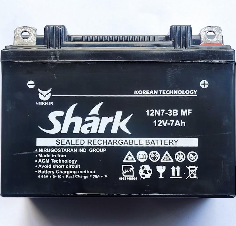 باتری A7 آمپر شارک استارتی مناسب انواع موتورسیکلت 