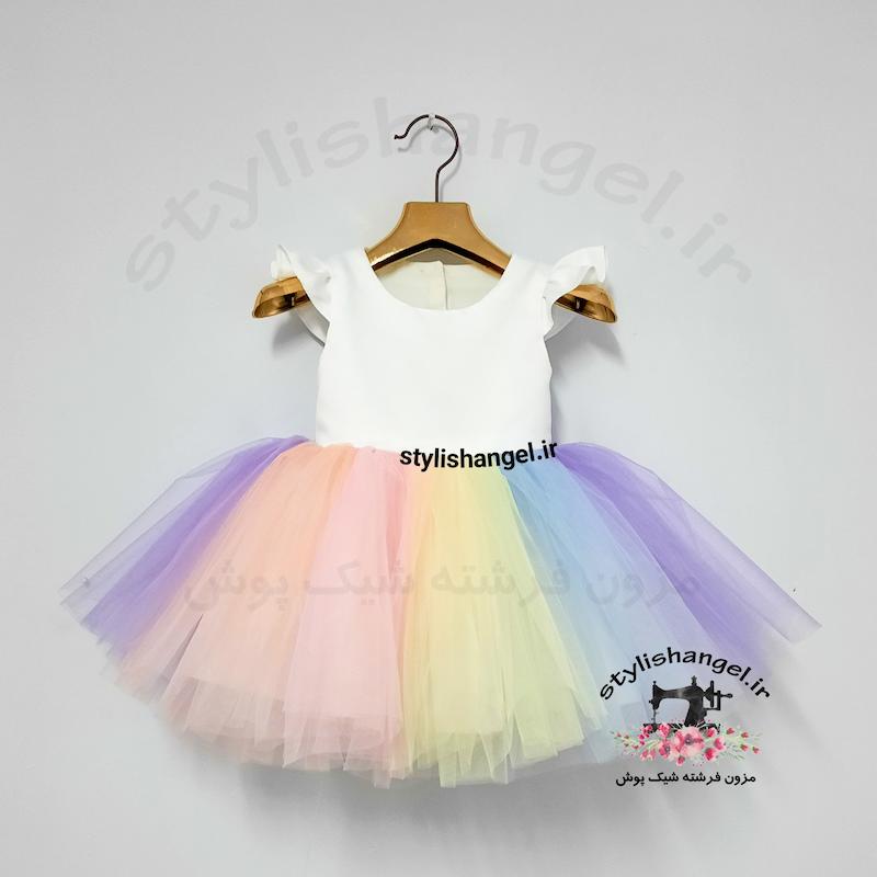 پیراهن دخترانه یونیکورن . پیراهن تم رنگین کمان . پیراهن تکشاخ