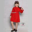 پیراهن یلدایی مخمل کبریتی قرمز (آماده ارسال) لباس دخترانه یلدا مخمل کبریتی ریز