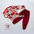 بلوز و شلوار مخمل یلدایی (آماده ارسال) لباس یلدایی دخترانه . لباس مخمل یلدا طرح انار . مخمل زرشکی