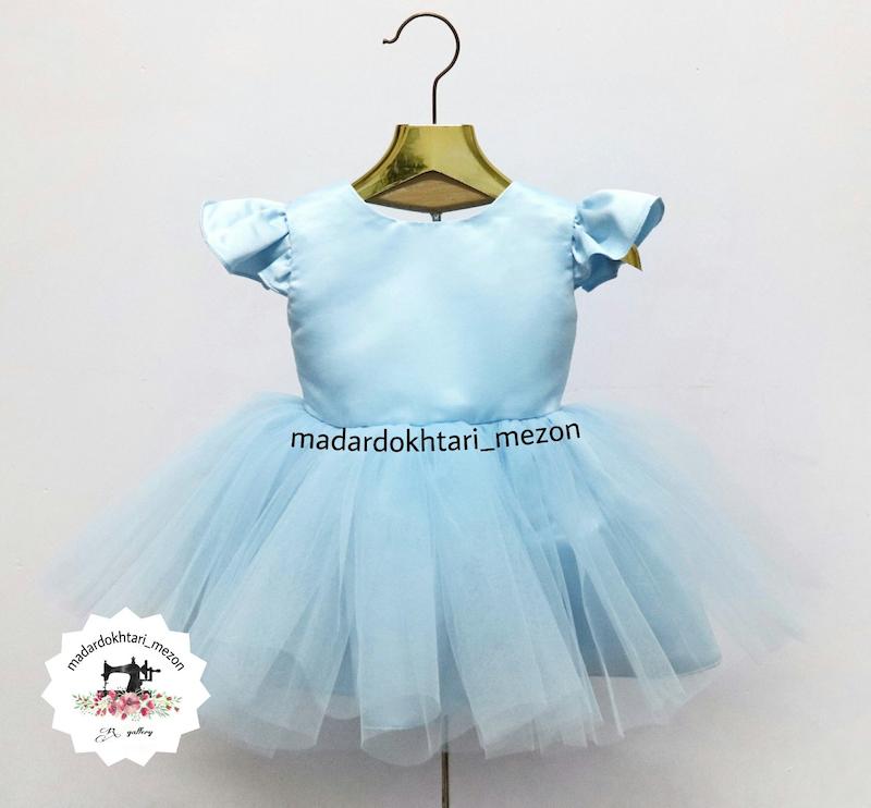 پیراهن دخترانه مجلسی بدون هدبند رنگ آبی